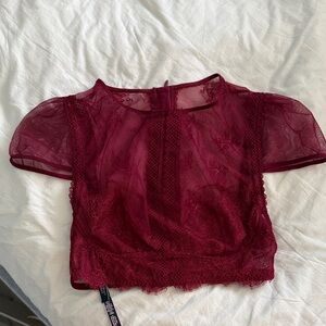Victoria’s Secret Elegant Burgundy Lace crop Top